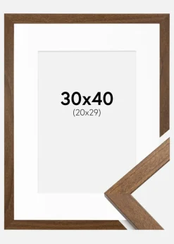 Ramme Stilren Warm Brown 30x40 cm - Passepartout Hvid 21x30 cm