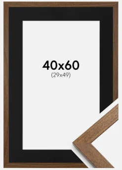 Ramme Stilren Warm Brown 40x60 cm - Passepartout Sort 30x50 cm