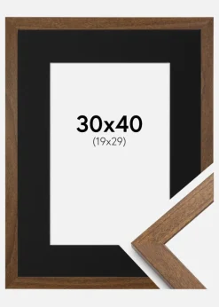 Ramme Stilren Warm Brown 30x40 cm - Passepartout Sort 20x30 cm