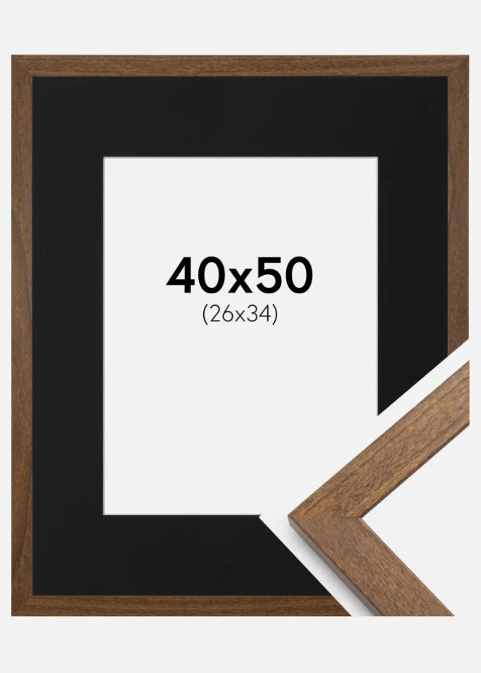 Ramme Stilren Warm Brown 40x50 cm - Passepartout Sort 27x35 cm