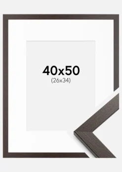 Ramme Stilren Wenge 40x50 cm - Passepartout Hvid 27x35 cm