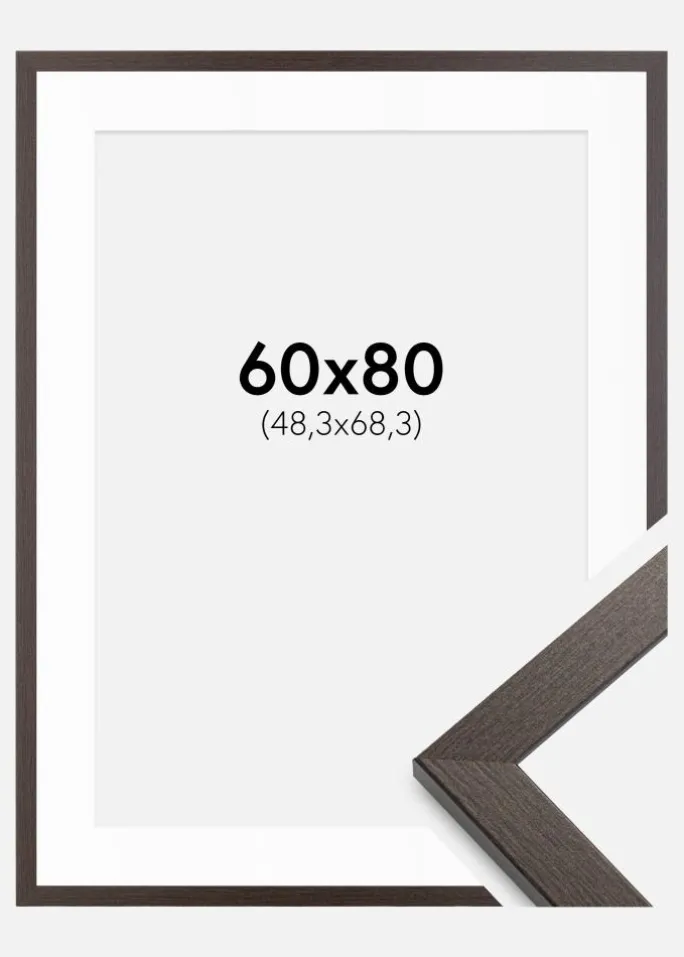 Ramme Stilren Wenge 60x80 cm - Passepartout Hvid 49,3x69,3 cm