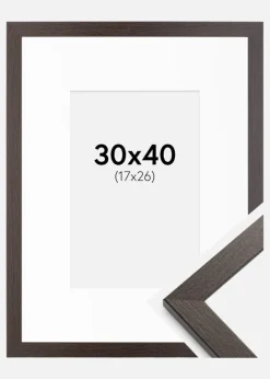 Ramme Stilren Wenge 30x40 cm - Passepartout Hvid 18x27 cm
