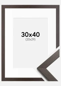 Ramme Stilren Wenge 30x40 cm - Passepartout Hvid 21x30 cm
