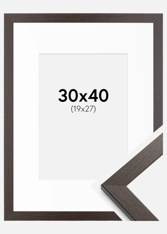 Ramme Stilren Wenge 30x40 cm - Passepartout Hvid 20x28 cm
