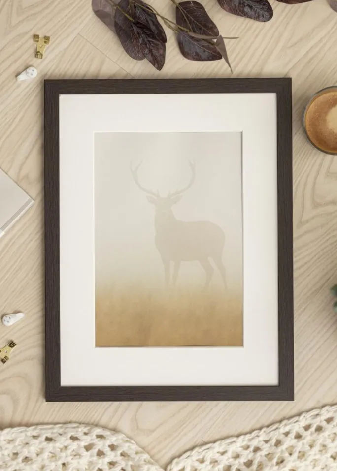 Ramme Stilren Wenge 30x40 cm - Passepartout Hvid 20x28 cm