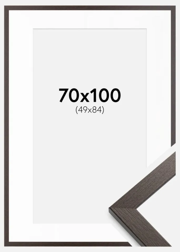 Ramme Stilren Wenge 70x100 cm - Passepartout Hvid 50x85 cm