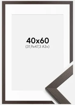 Ramme Stilren Wenge 40x60 cm - Passepartout Hvid 32,9x48,3 cm