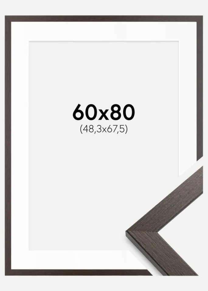 Ramme Stilren Wenge 60x80 cm - Passepartout Hvid 49,3x68,5 cm