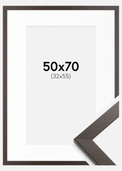 Ramme Stilren Wenge 50x70 cm - Passepartout Hvid 33x56 cm