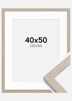 Ramme Stilrent Greige Eg 40x50 cm - Passepartout Hvid 31x41 cm