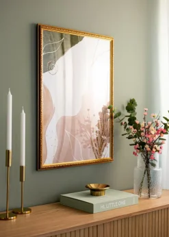 Ramme Swirl Guld 50x70 cm - Passepartout Hvid 40x60 cm