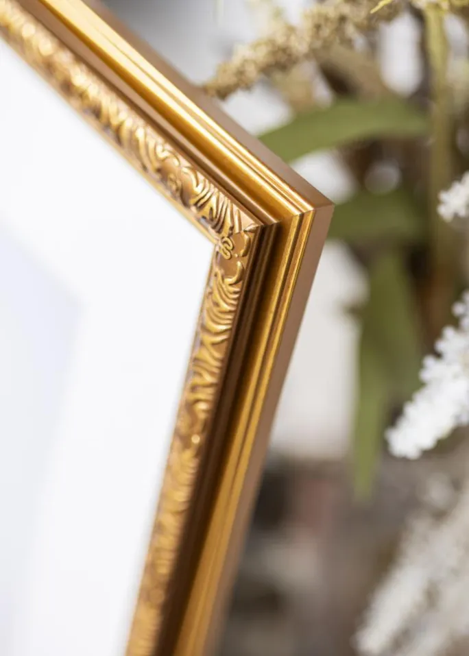 Ramme Swirl Guld 60x80 cm - Passepartout Hvid 52x72 cm