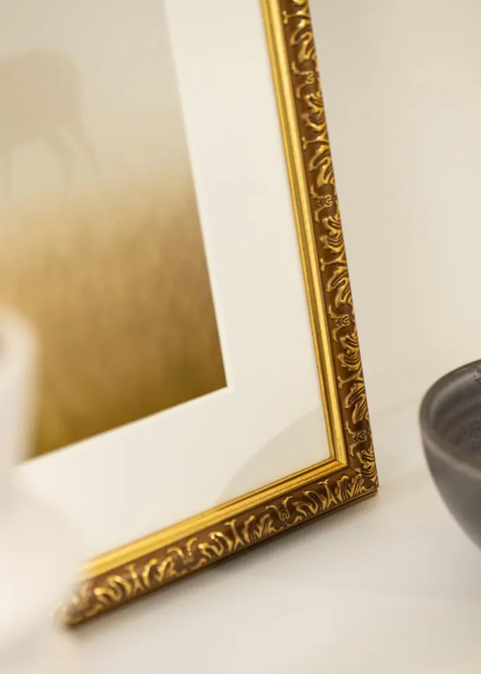 Ramme Swirl Guld 60x80 cm - Passepartout Hvid 52x72 cm