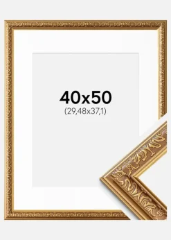 Ramme Swirl Guld 40x50 cm - Passepartout Hvid 12x15 inches