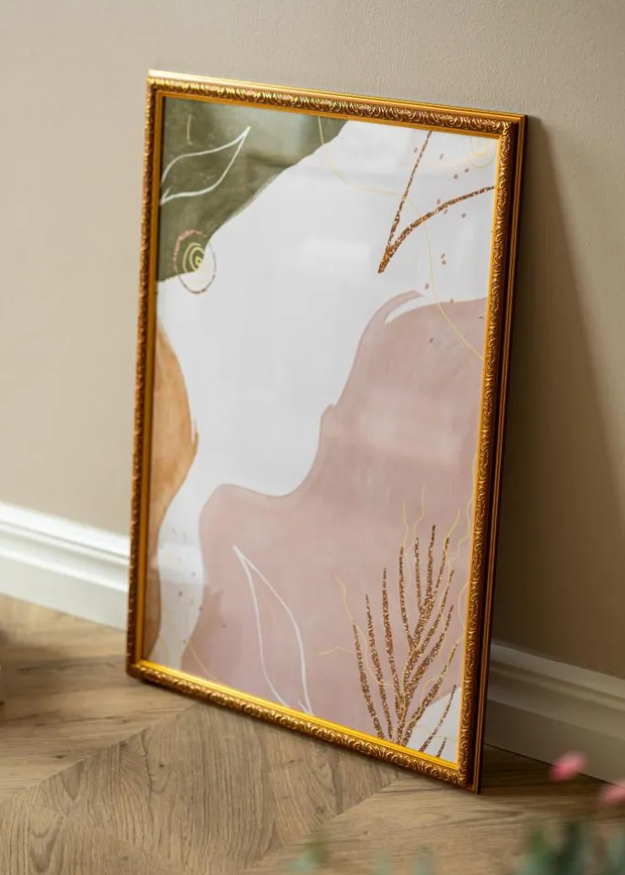Ramme Swirl Guld 40x50 cm - Passepartout Hvid 31x41 cm