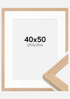 Ramme Tidlös Massiv Eg 40x50 cm - Passepartout Hvid 12x16 inches
