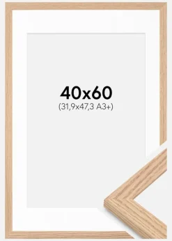 Ramme Tidlös Massiv Eg 40x60 cm - Passepartout Hvid 32,9x48,3 cm