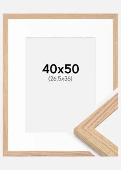 Ramme Tidlös Massiv Eg 40x50 cm - Passepartout Hvid 27,5x37 cm
