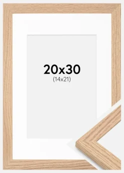 Ramme Tidlös Massiv Eg 20x30 cm - Passepartout Hvid 15x22 cm