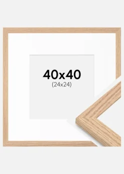 Ramme Tidlös Massiv Eg 40x40 cm - Passepartout Hvid 25x25 cm