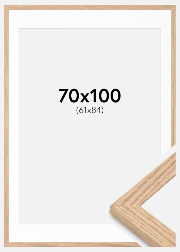 Ramme Tidlös Massiv Eg 70x100 cm - Passepartout Hvid 62x85 cm