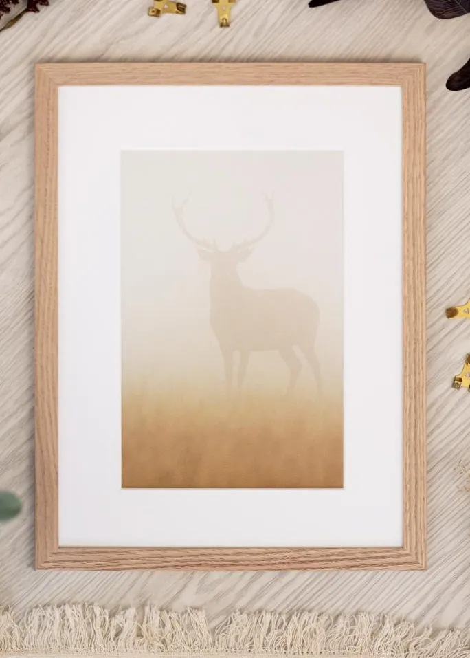 Ramme Tidlös Massiv Eg 40x50 cm - Passepartout Hvid 28x35 cm