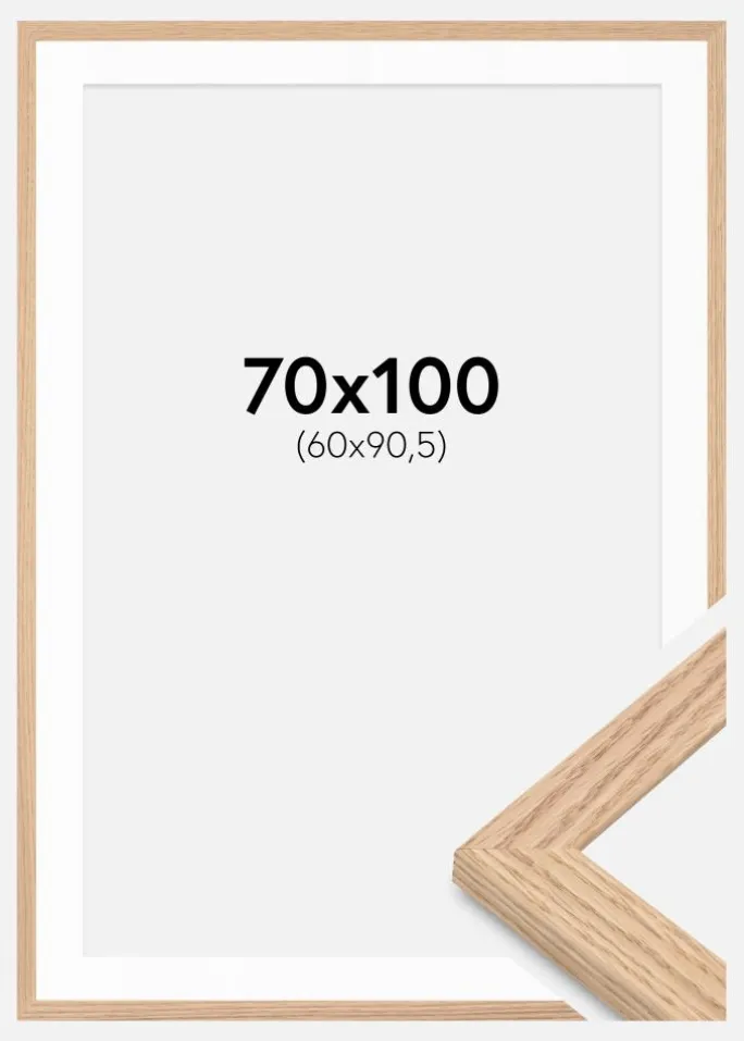 Ramme Tidlös Massiv Eg 70x100 cm - Passepartout Hvid 61x91,5 cm