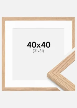 Ramme Tidlös Massiv Eg 40x40 cm - Passepartout Hvid 32x32 cm