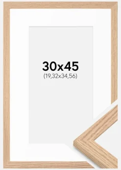 Ramme Tidlös Massiv Eg 30x45 cm - Passepartout Hvid 8x14 inches