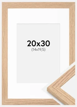 Ramme Tidlös Massiv Eg 20x30 cm - Passepartout Hvid 15x21 cm