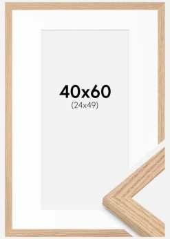 Ramme Tidlös Massiv Eg 40x60 cm - Passepartout Hvid 25x50 cm