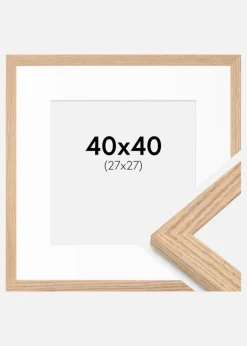 Ramme Tidlös Massiv Eg 40x40 cm - Passepartout Hvid 28x28 cm