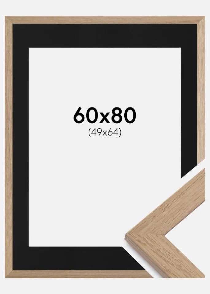 Ramme Trendline Eg 60x80 cm - Passepartout Sort 50x65 cm