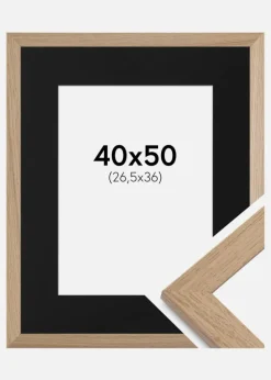 Ramme Trendline Eg 40x50 cm - Passepartout Sort 27,5x37 cm