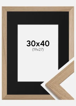 Ramme Trendline Eg 30x40 cm - Passepartout Sort 20x28 cm