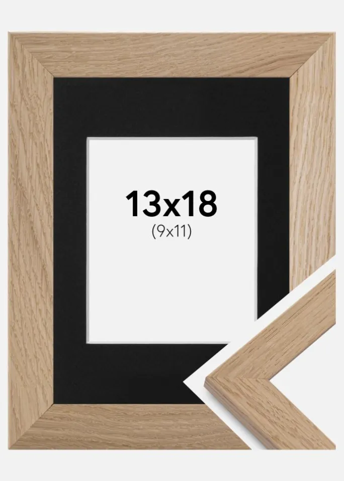 Ramme Trendline Eg 13x18 cm - Passepartout Sort 10x12 cm