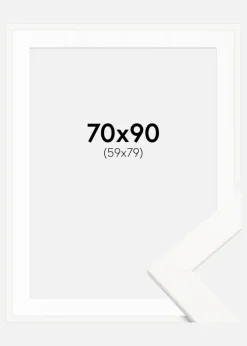 Ramme Trendline Hvid 70x90 cm - Passepartout Hvid 60x80 cm