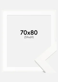 Ramme Trendline Hvid 70x80 cm - Passepartout Hvid 60x70 cm