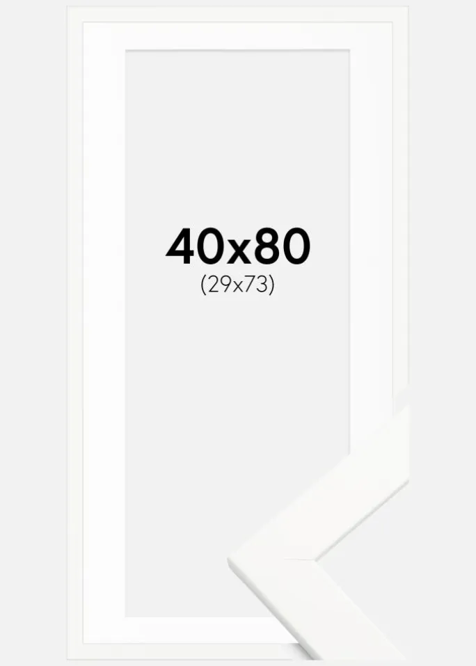 Ramme Trendline Hvid 40x80 cm - Passepartout Hvid 30x74 cm