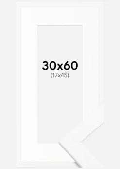 Ramme Trendline Hvid 30x60 cm - Passepartout Hvid 18x46 cm