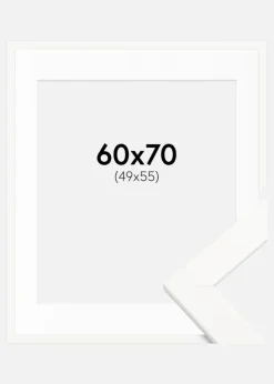 Ramme Trendline Hvid 60x70 cm - Passepartout Hvid 50x56 cm