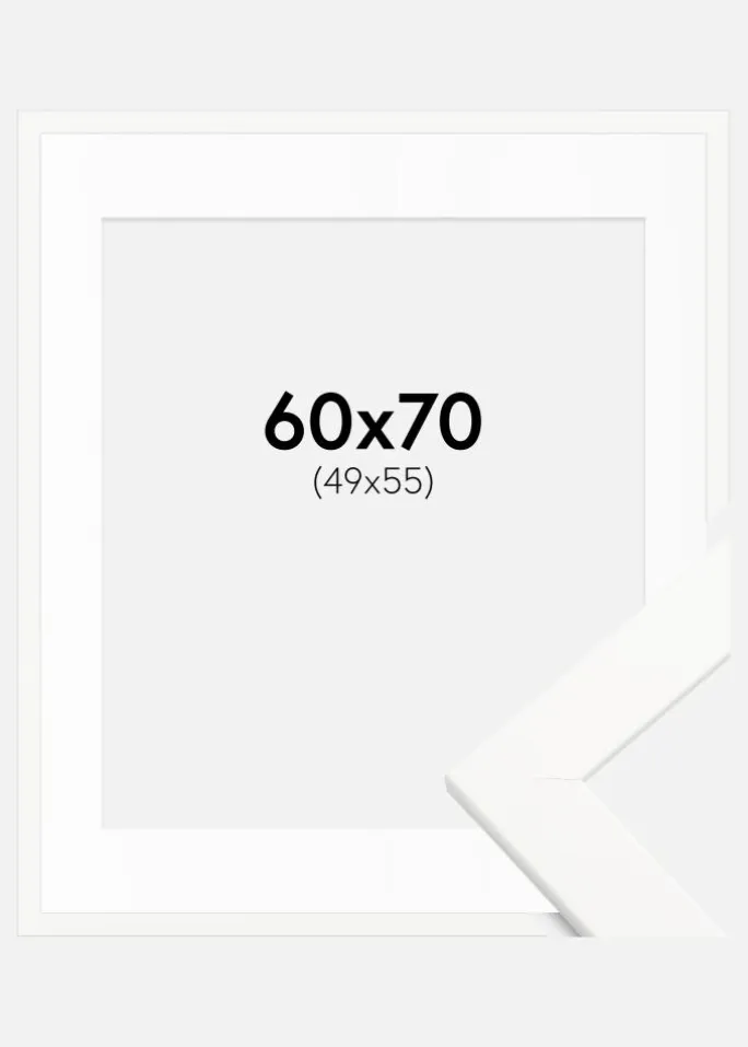 Ramme Trendline Hvid 60x70 cm - Passepartout Hvid 50x56 cm