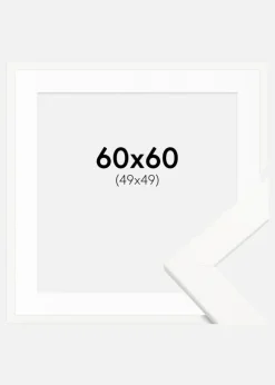Ramme Trendline Hvid 60x60 cm - Passepartout Hvid 50x50 cm