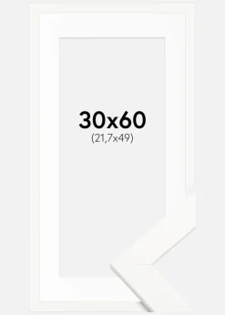 Ramme Trendline Hvid 30x60 cm - Passepartout Hvid 22,7x50 cm