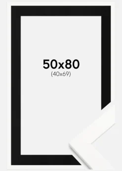 Ramme Trendline Hvid 50x80 cm - Passepartout Sort 41x70 cm