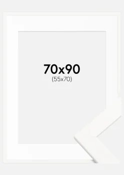Ramme Trendline Hvid 70x90 cm - Passepartout Hvid 56x71 cm
