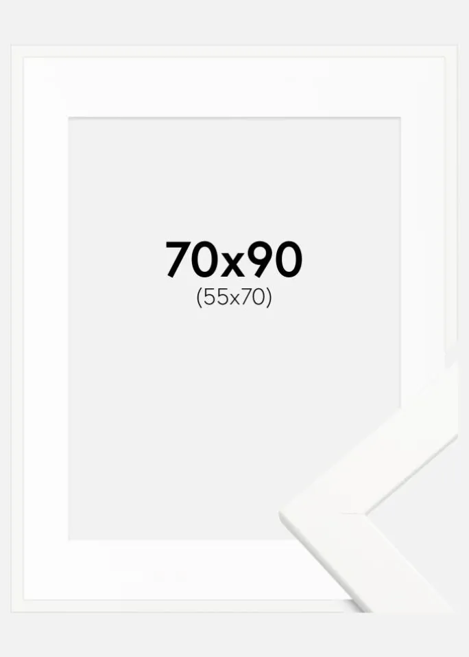Ramme Trendline Hvid 70x90 cm - Passepartout Hvid 56x71 cm