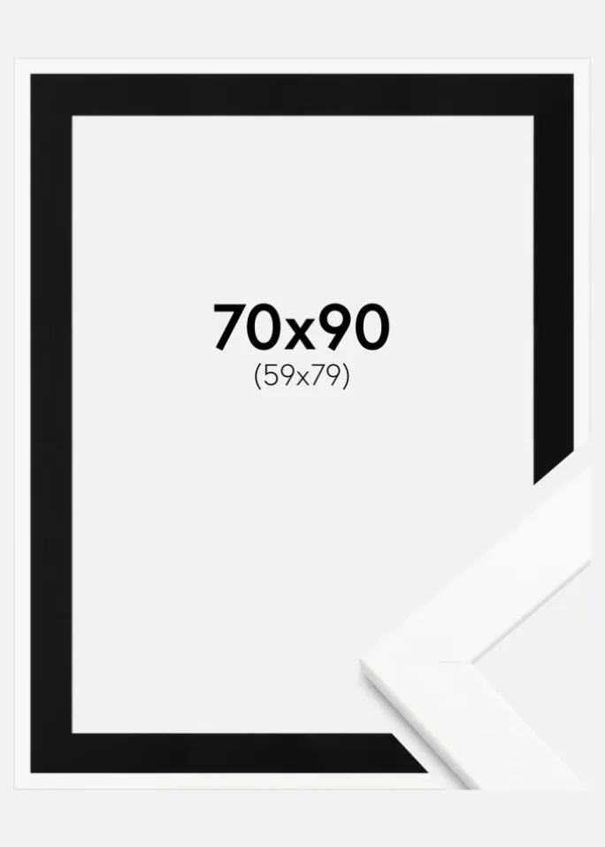Ramme Trendline Hvid 70x90 cm - Passepartout Sort 60x80 cm