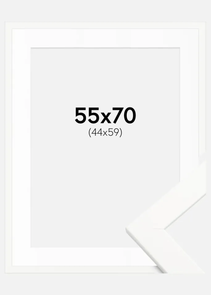 Ramme Trendline Hvid 55x70 cm - Passepartout Hvid 45x60 cm